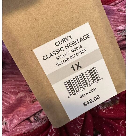 True Craft red floral long sleeves tunic top size 1X - Picture 5 of 9